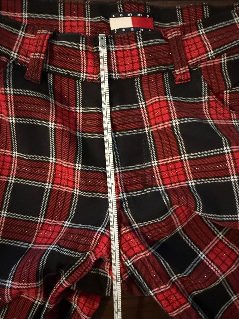 Tommy Jeans Tommy Hilfiger Y2K vintage retro red/black tartan plaid pants size 5 - Picture 15 of 15